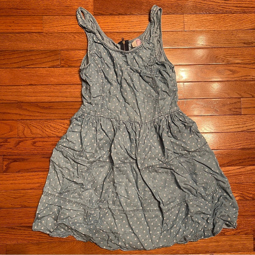 Francesca’s Alya Polka Dot Denim Dress